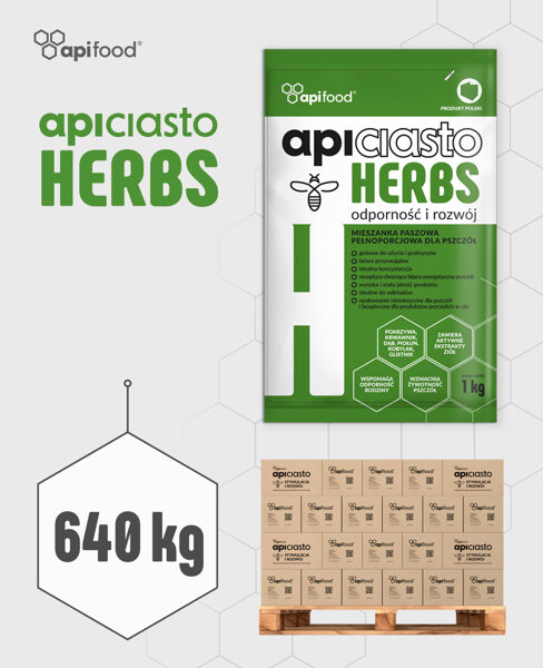 Apiciasto HERBS kandijs bitēm / 1kg x 640gb / 640kg